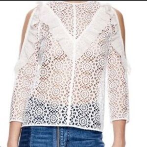 Sandro NWOT Bonnie Cold Shoulder White Lace Top Women’s US Size 4
